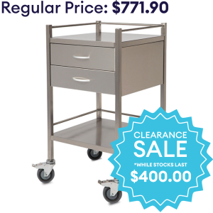 SQ Series Dressing Trolley - 2 Locked Drawer with Rail
